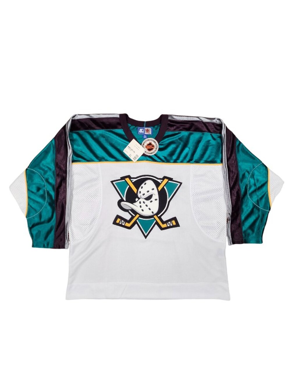 Anaheim Ducks NHL Hockey Jersey XL Starter Brand Teal White Polyester NWT